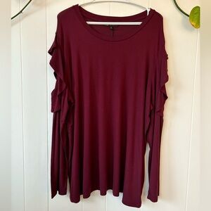 DG2 by Diane Gilman Cold-Shoulder Top with Ruffle | Size 2X